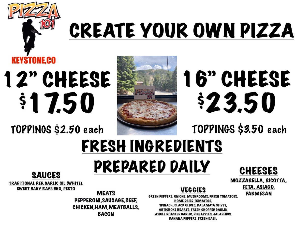 Menu Pizza 101 Keystone, Co-3